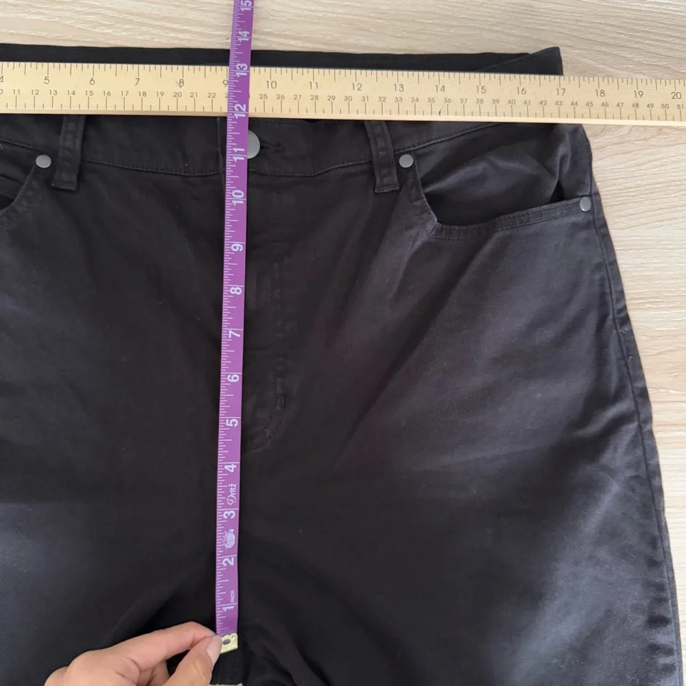 Eileen Fisher Large High Waist Slim Straight Jeans Organic Cotton Black Office